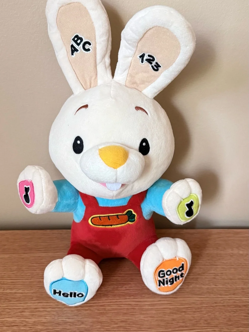 White Bunny Plush Interactive Toy with music- Educational Kids Toy
